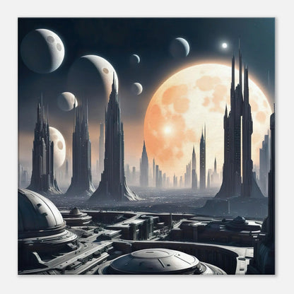 Leinwandbild - Futuristische Welt - Digitaler Stil, KI-Kunst, Sci-Fi, 60x60-cm-24x24 - RolConArt