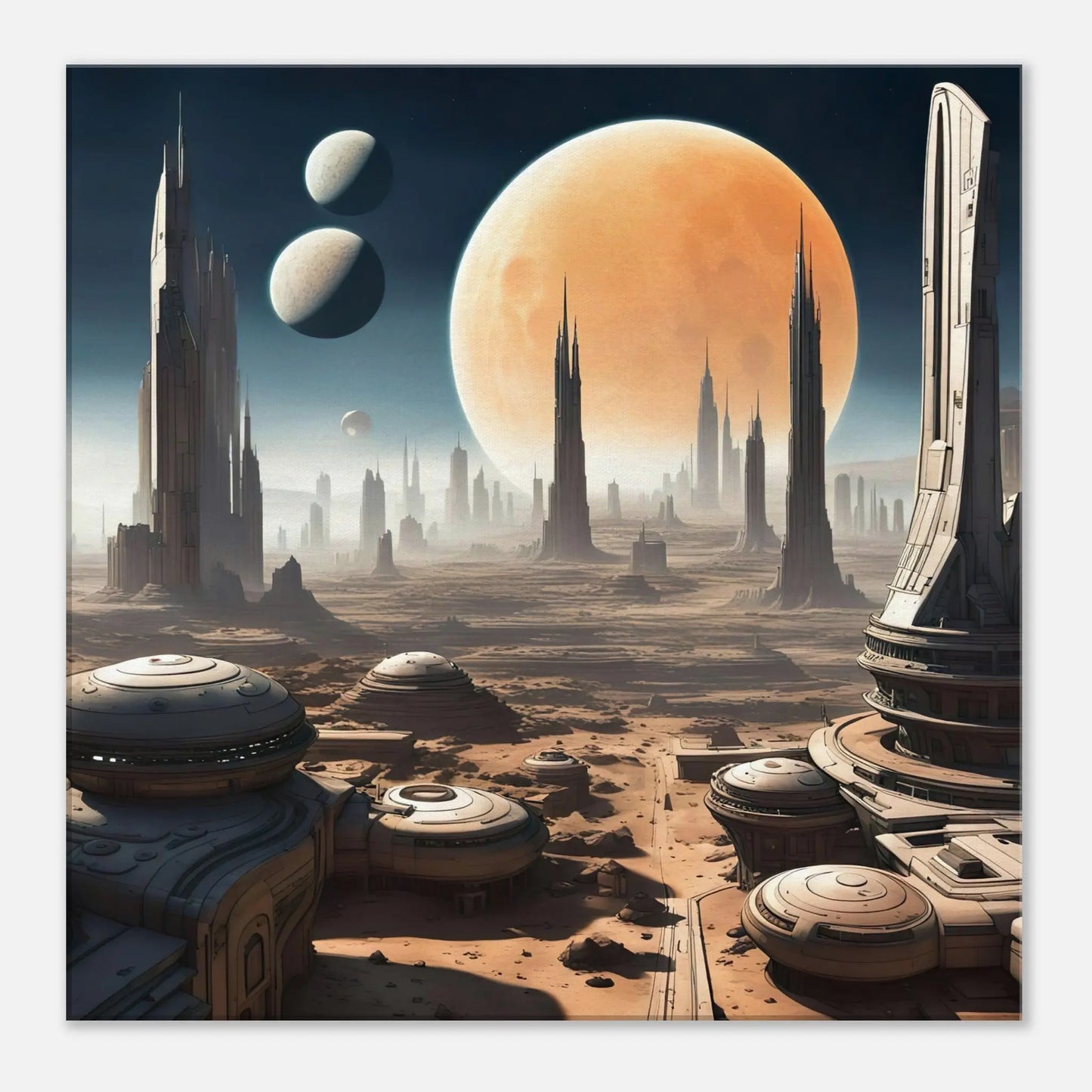 Leinwandbild - Futuristische Welt - Digitaler Stil, KI-Kunst, Sci-Fi, 60x60-cm-24x24 - RolConArt