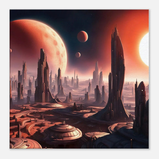 Leinwandbild - Futuristische Welt - Digitaler Stil, KI-Kunst, Sci-Fi, 60x60-cm-24x24 - RolConArt