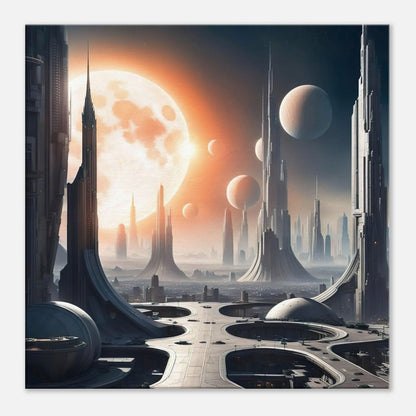 Leinwandbild - Futuristische Welt - Digitaler Stil, KI-Kunst, Sci-Fi, 60x60-cm-24x24 - RolConArt