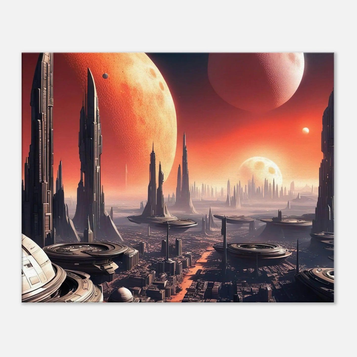 Leinwandbild - Futuristische Welt - Digitaler Stil, KI-Kunst, Sci-Fi, 60x75-cm-24x30 - RolConArt