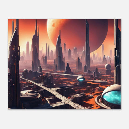 Leinwandbild - Futuristische Welt - Digitaler Stil, KI-Kunst, Sci-Fi, 60x75-cm-24x30 - RolConArt