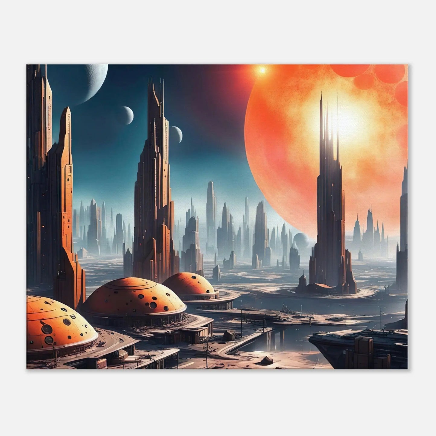 Leinwandbild - Futuristische Welt - Digitaler Stil, KI-Kunst, Sci-Fi, 60x75-cm-24x30 - RolConArt