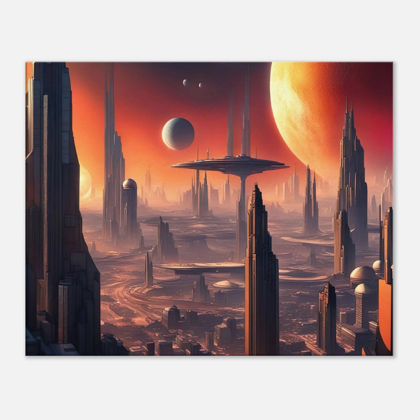 Leinwandbild - Futuristische Welt - Digitaler Stil, KI-Kunst, Sci-Fi, 60x75-cm-24x30 - RolConArt