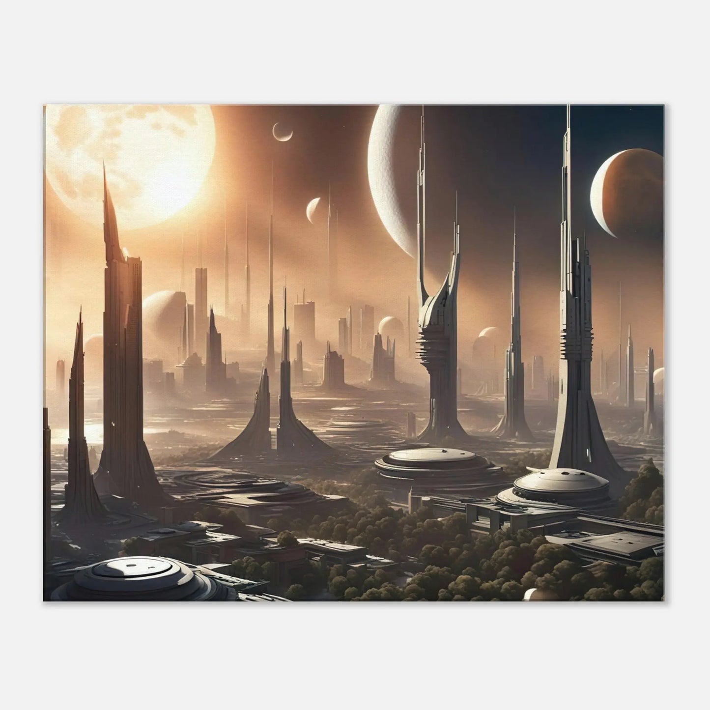 Leinwandbild - Futuristische Welt - Digitaler Stil, KI-Kunst, Sci-Fi, 60x75-cm-24x30 - RolConArt