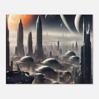 Leinwandbild - Futuristische Welt - Digitaler Stil, KI-Kunst, Sci-Fi, 60x75-cm-24x30 - RolConArt