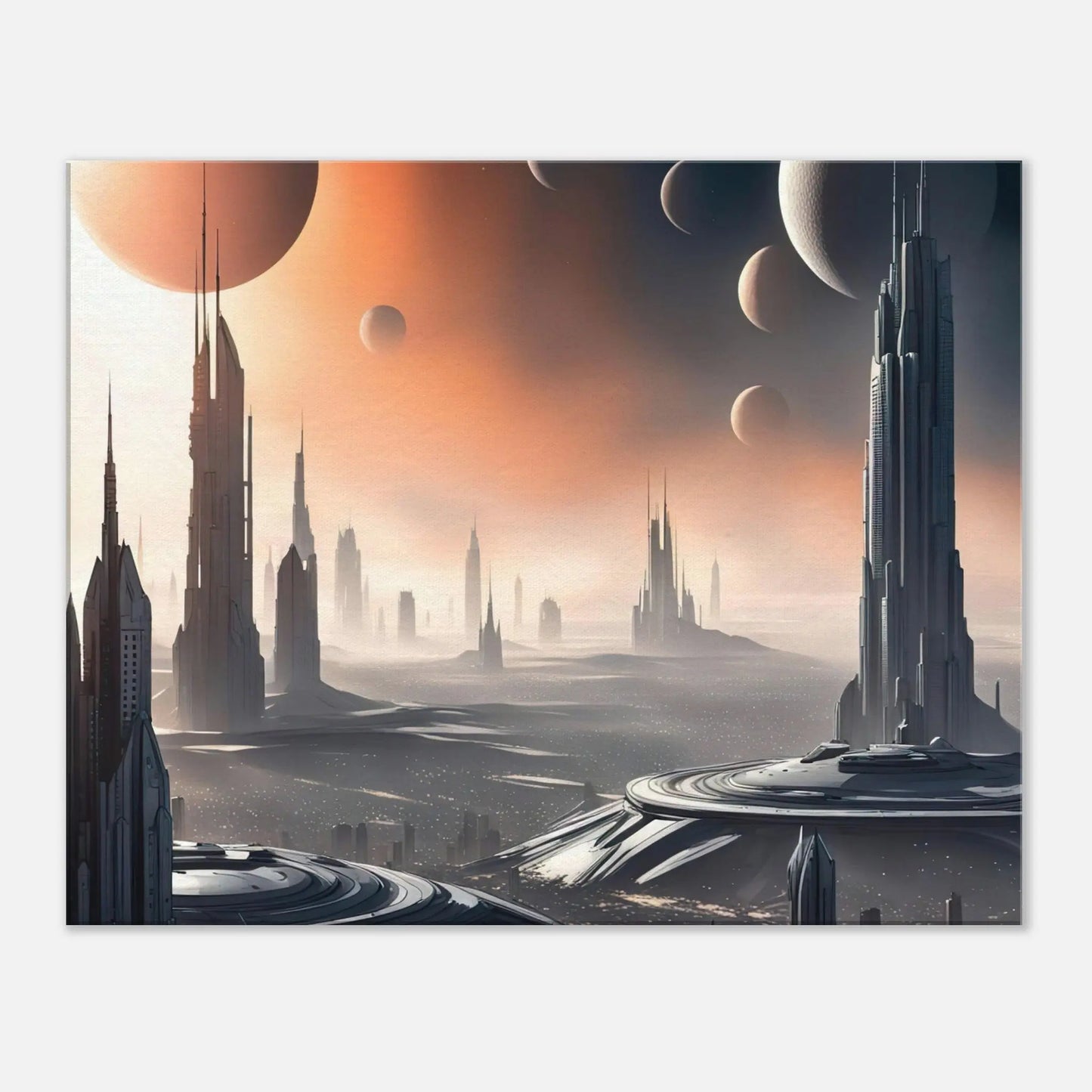 Leinwandbild - Futuristische Welt - Digitaler Stil, KI-Kunst, Sci-Fi, 60x75-cm-24x30 - RolConArt