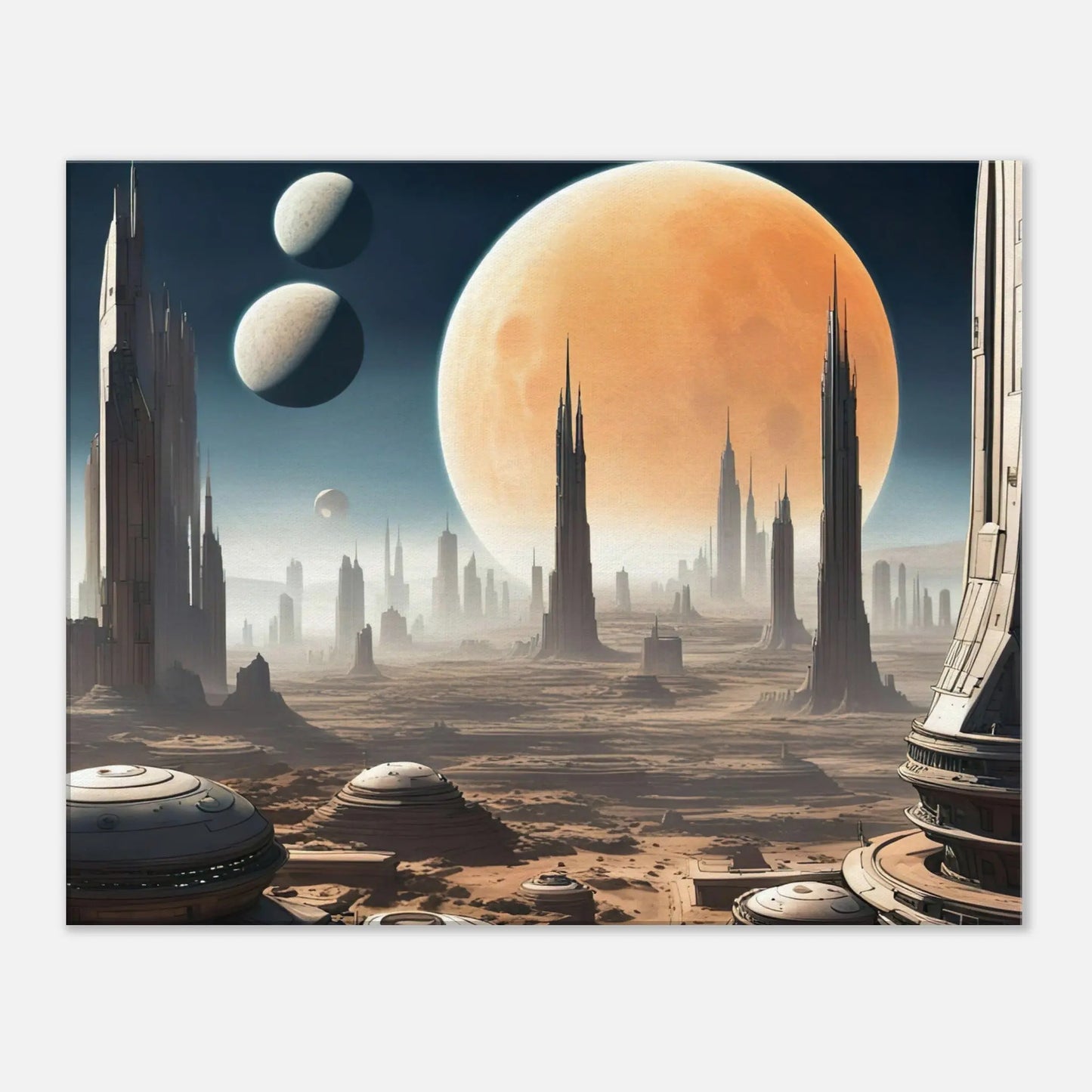 Leinwandbild - Futuristische Welt - Digitaler Stil, KI-Kunst, Sci-Fi, 60x75-cm-24x30 - RolConArt