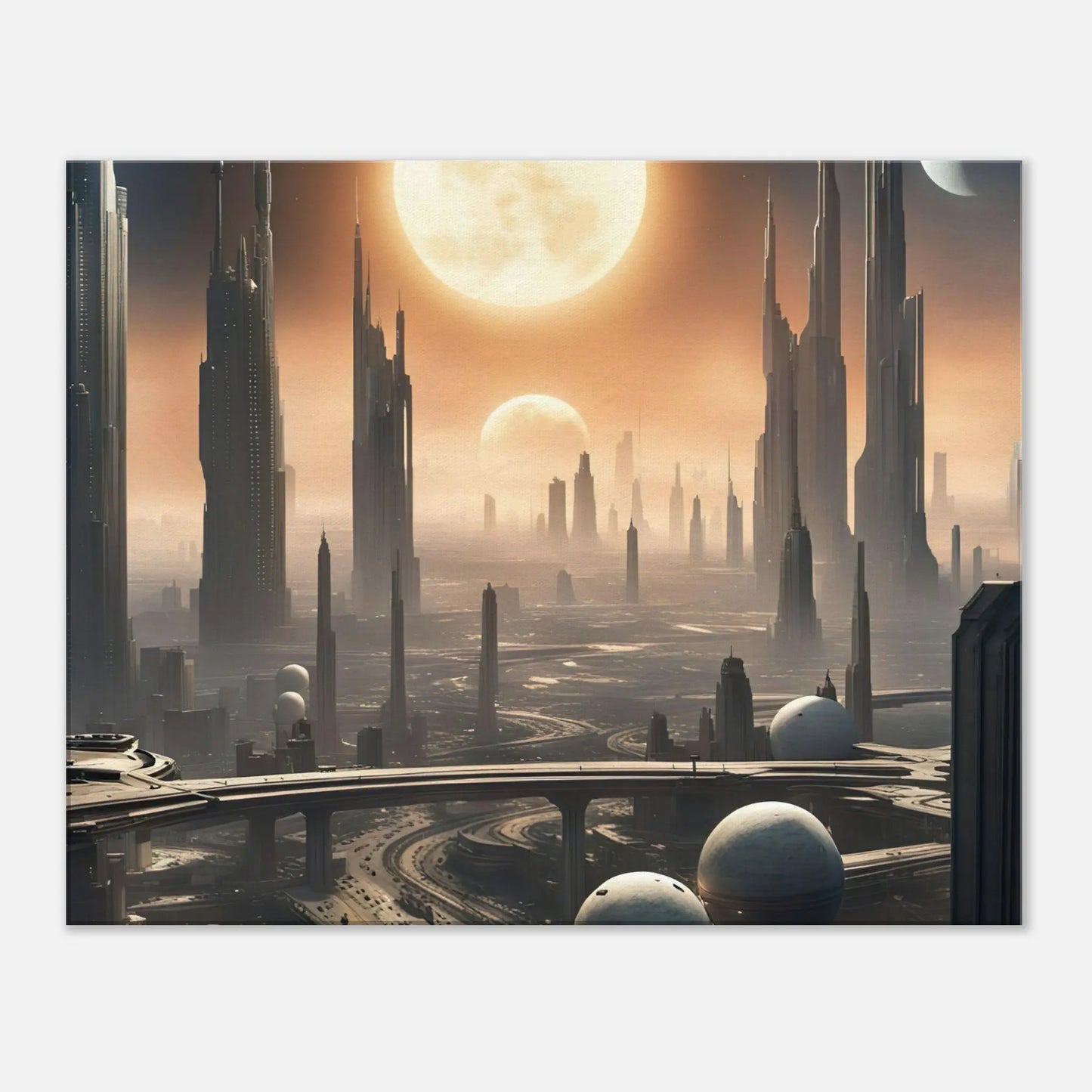 Leinwandbild - Futuristische Welt - Digitaler Stil, KI-Kunst, Sci-Fi, 60x75-cm-24x30 - RolConArt