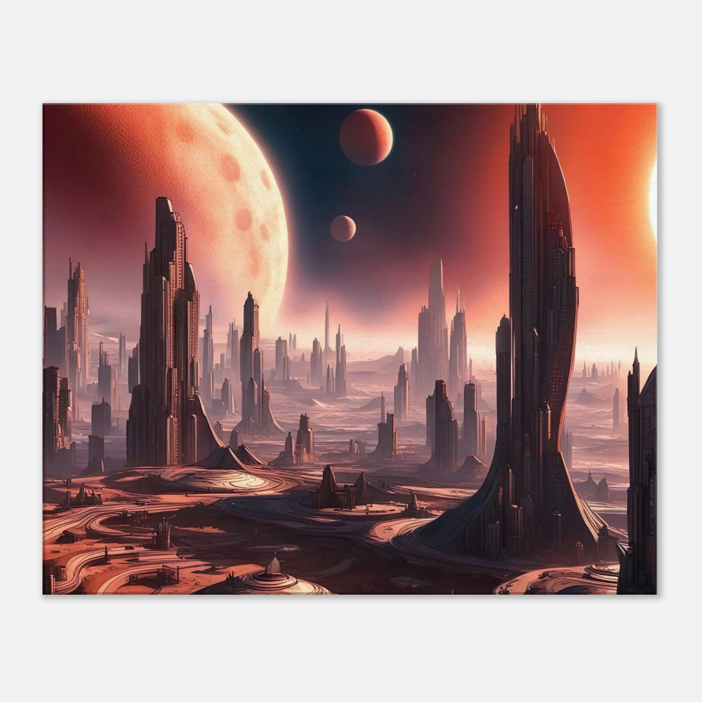 Leinwandbild - Futuristische Welt - Digitaler Stil, KI-Kunst, Sci-Fi, 60x75-cm-24x30 - RolConArt