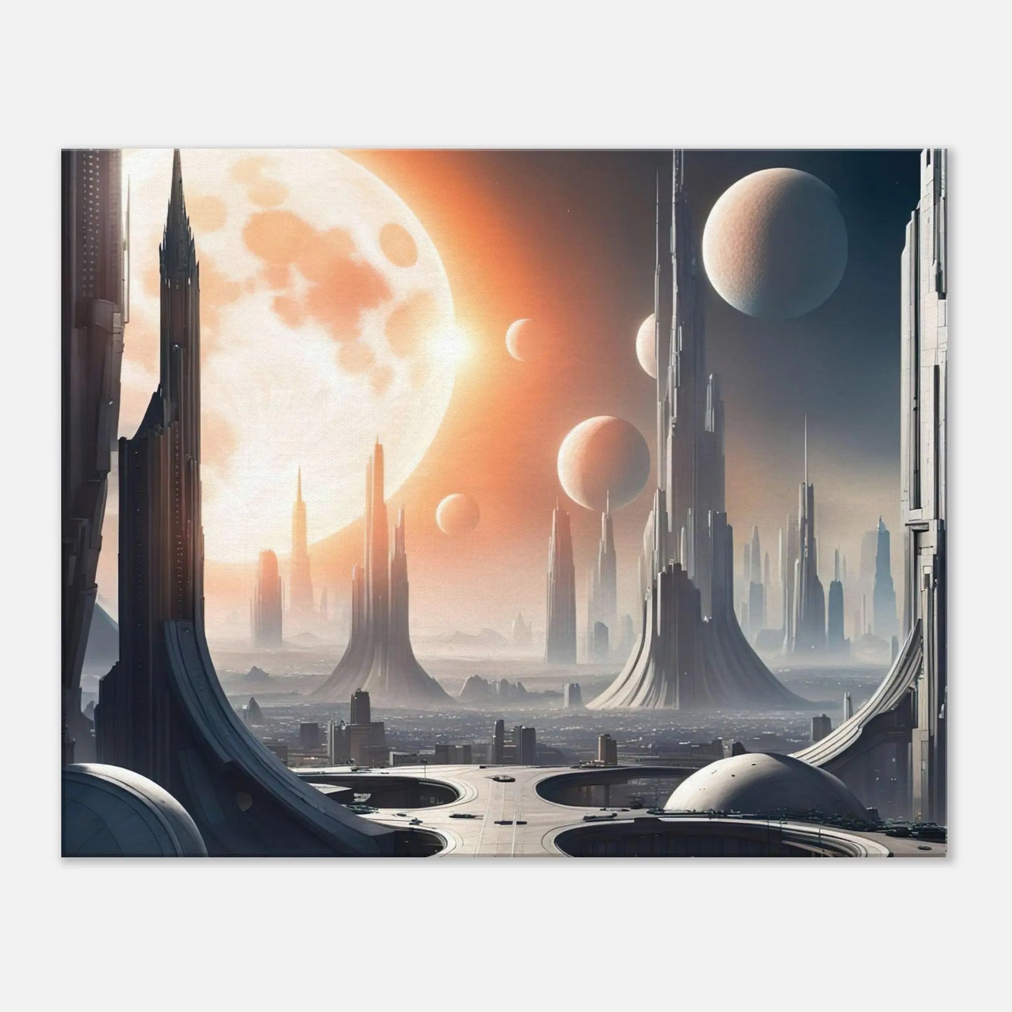 Leinwandbild - Futuristische Welt - Digitaler Stil, KI-Kunst, Sci-Fi, 60x75-cm-24x30 - RolConArt