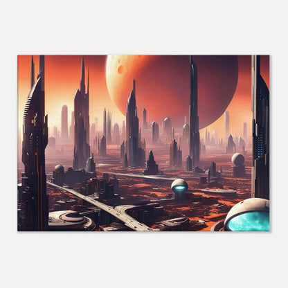 Leinwandbild - Futuristische Welt - Digitaler Stil, KI-Kunst, Sci-Fi, 70x100-cm-28x40 - RolConArt