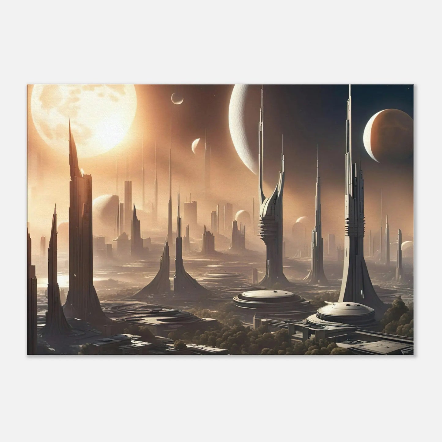 Leinwandbild - Futuristische Welt - Digitaler Stil, KI-Kunst, Sci-Fi, 70x100-cm-28x40 - RolConArt