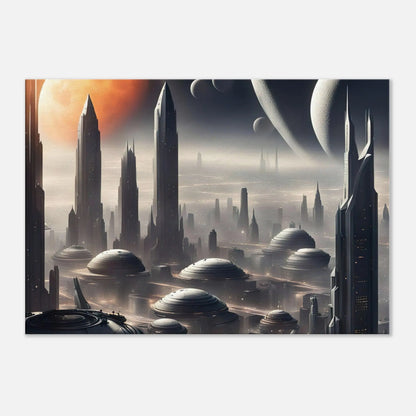 Leinwandbild - Futuristische Welt - Digitaler Stil, KI-Kunst, Sci-Fi, 70x100-cm-28x40 - RolConArt