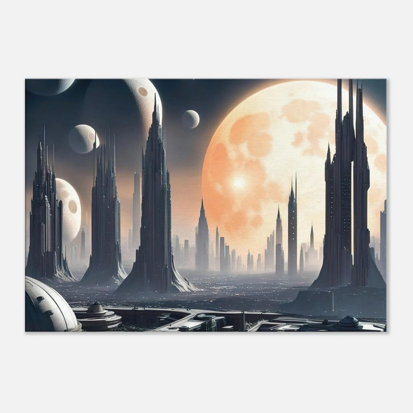 Leinwandbild - Futuristische Welt - Digitaler Stil, KI-Kunst, Sci-Fi, 70x100-cm-28x40 - RolConArt