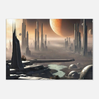 Leinwandbild - Futuristische Welt - Digitaler Stil, KI-Kunst, Sci-Fi, 70x100-cm-28x40 - RolConArt