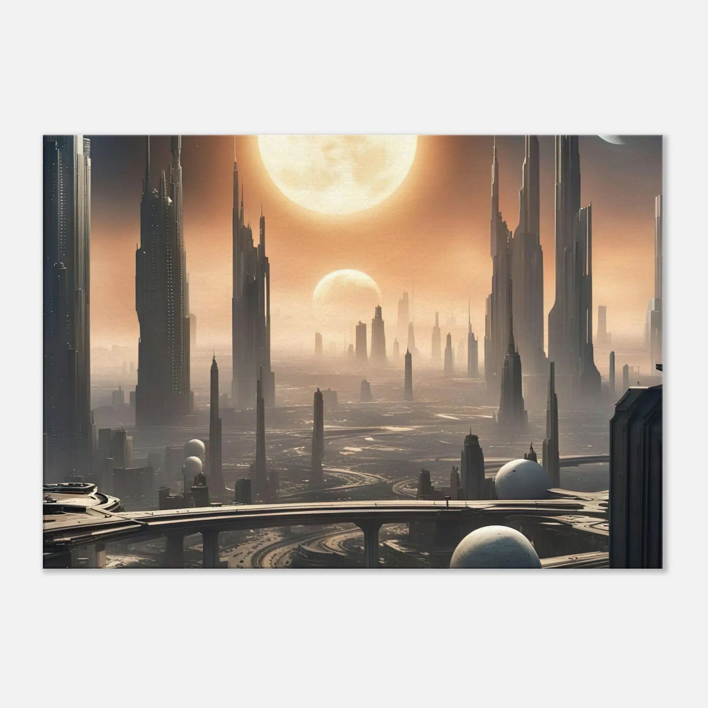 Leinwandbild - Futuristische Welt - Digitaler Stil, KI-Kunst, Sci-Fi, 70x100-cm-28x40 - RolConArt