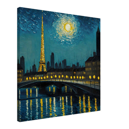 Leinwandbild - Paris bei Nacht - Malerischer Stil, KI-Kunst, Stadtlandschaften,  - RolConArt