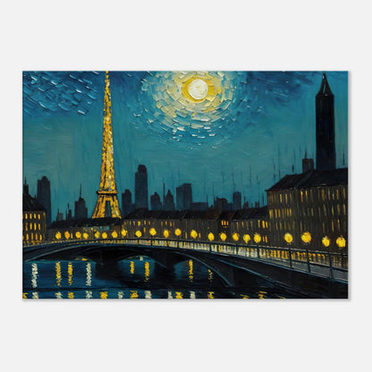 Leinwandbild - Paris bei Nacht - Malerischer Stil, KI-Kunst, Stadtlandschaften, 70x100-cm-28x40 - RolConArt