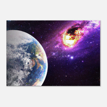 Leinwandbild - Planet und Komet im Weltraum - Digitaler Stil, KI-Kunst, Sci-Fi, 70x100-cm-28x40 - RolConArt