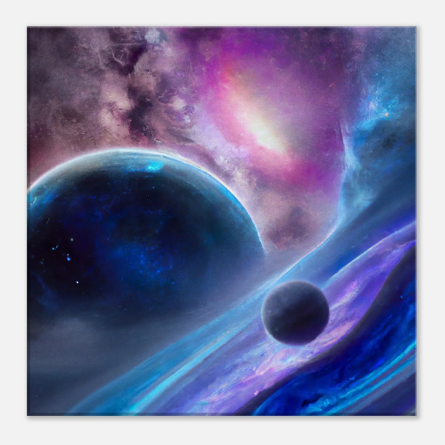 Leinwandbild - Planeten im Weltraum - Digitaler Stil, KI-Kunst, Sci-Fi, 40x40-cm-16x16 - RolConArt