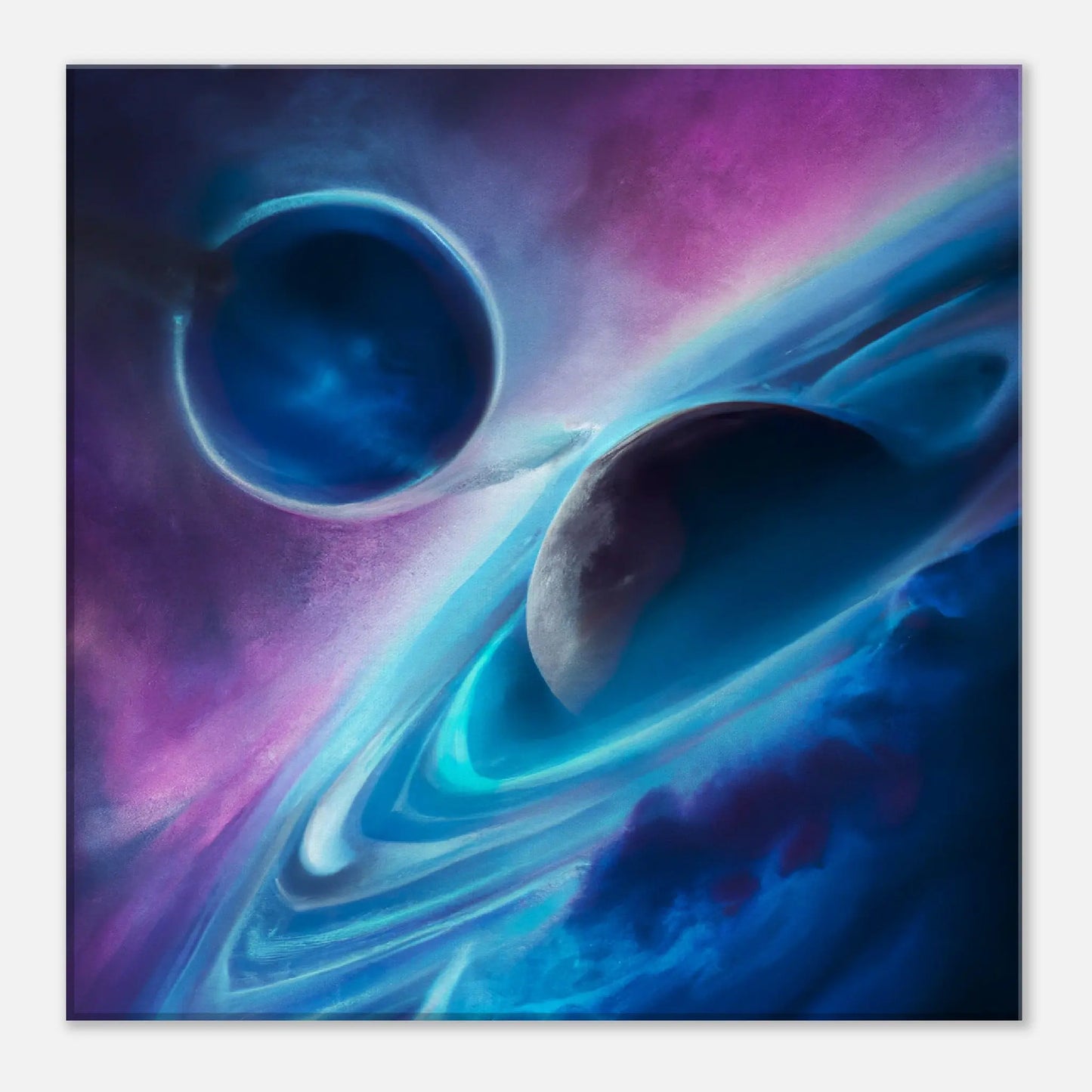 Leinwandbild - Planeten im Weltraum - Digitaler Stil, KI-Kunst, Sci-Fi, 40x40-cm-16x16 - RolConArt