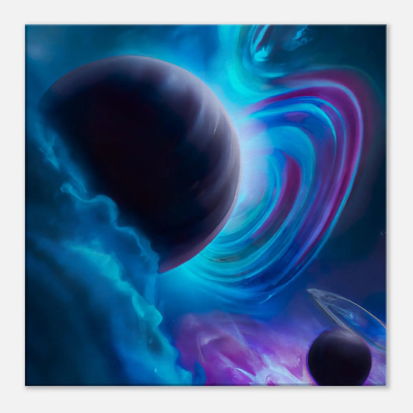 Leinwandbild - Planeten im Weltraum - Digitaler Stil, KI-Kunst, Sci-Fi, 50x50-cm-20x20 - RolConArt