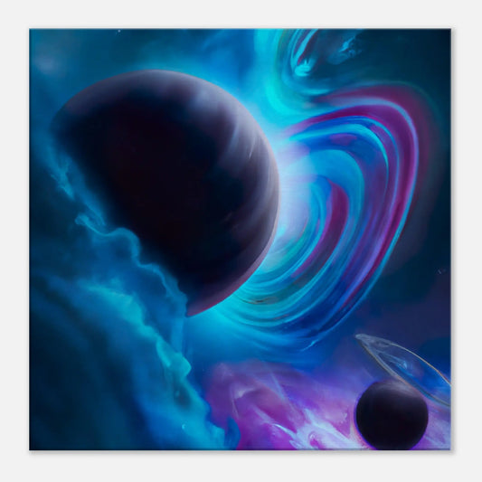 Leinwandbild - Planeten im Weltraum - Digitaler Stil, KI-Kunst, Sci-Fi, 60x60-cm-24x24 - RolConArt