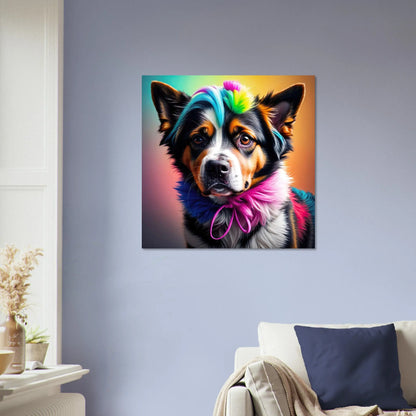 Moderner Forex-Druck - Der Hund, der Farben liebt - 3D-Stil, KI-Kunst, Tiere - Kreative Vielfalt, 60x60-cm-24x24-Schwarz - RolConArt