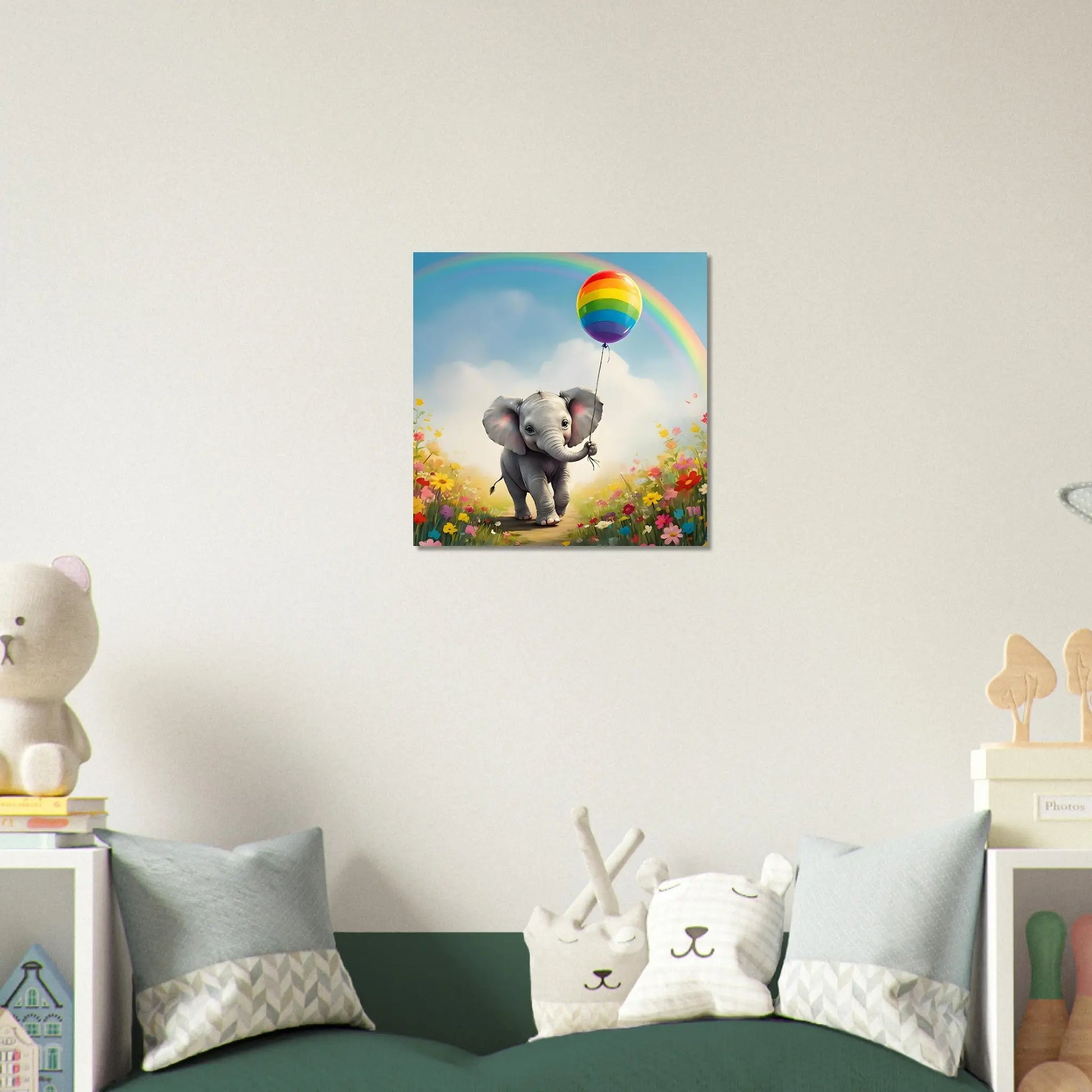 Moderner Forex-Druck - Farbenfrohe Freiheit - Digitaler Stil, KI-Kunst, Kinderbilder, 40x40-cm-16x16-Schwarz - RolConArt