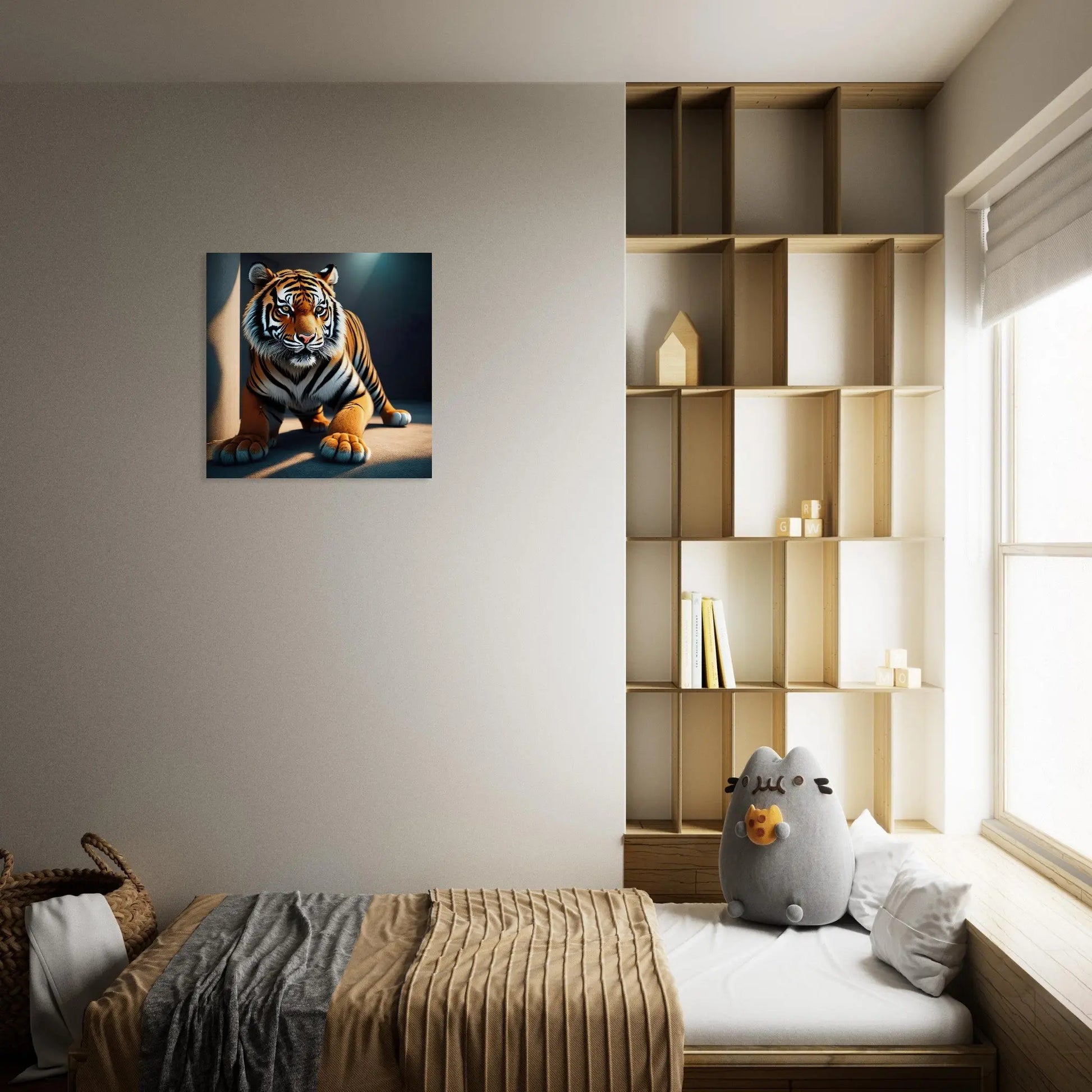 Moderner Forex-Druck - Kraftvoller Tiger - 3D-Stil, KI-Kunst, Tiere - Kreative Vielfalt,  - RolConArt