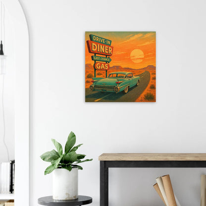 Moderner Forex-Druck - Roadtrip - Vintage Stil, KI-Kunst, Landschaften,  - RolConArt