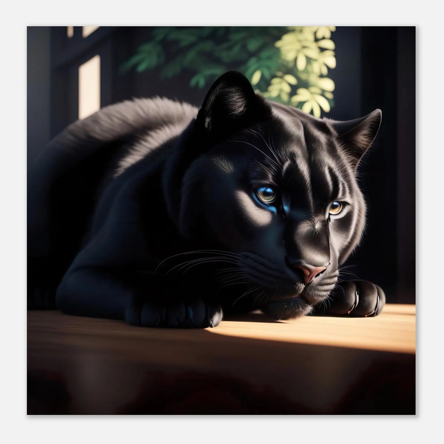 Moderner Forex-Druck - Schwarzer Panther - 3D-Stil, KI-Kunst, Tiere - Kreative Vielfalt,  - RolConArt