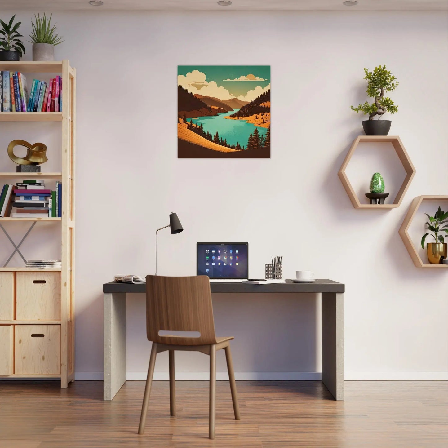 Moderner Forex-Druck - Tal der Träume - Vintage Stil, KI-Kunst, Landschaften,  - RolConArt