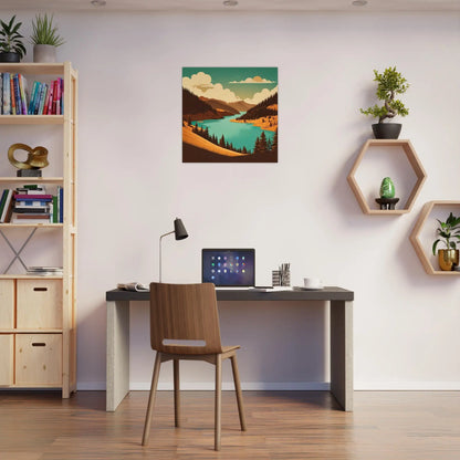 Moderner Forex-Druck - Tal der Träume - Vintage Stil, KI-Kunst, Landschaften,  - RolConArt