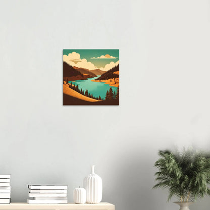 Moderner Forex-Druck - Tal der Träume - Vintage Stil, KI-Kunst, Landschaften, 40x40-cm-16x16-Schwarz - RolConArt