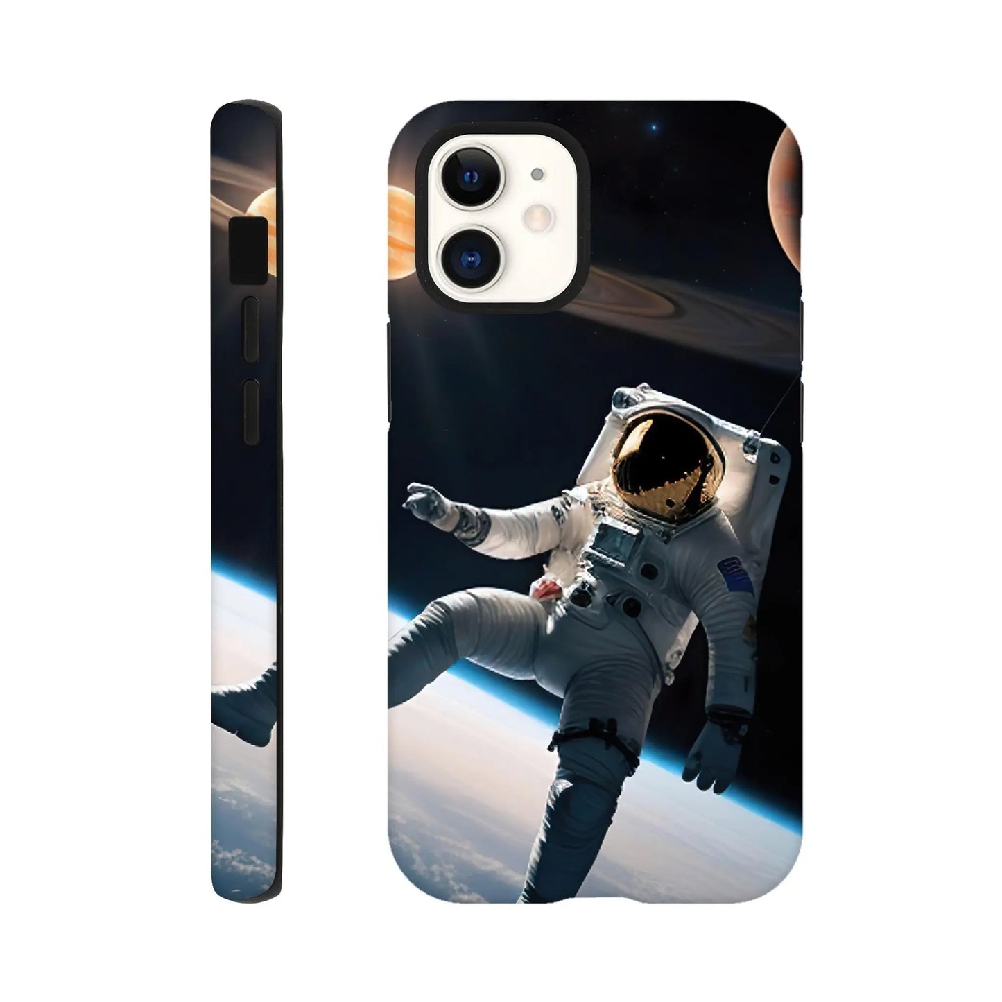 Smartphone-Hülle "Hart" - Astronautenabenteuer - 3D-Stil, KI-Kunst, Sci-Fi, iPhone-12-Mini - RolConArt