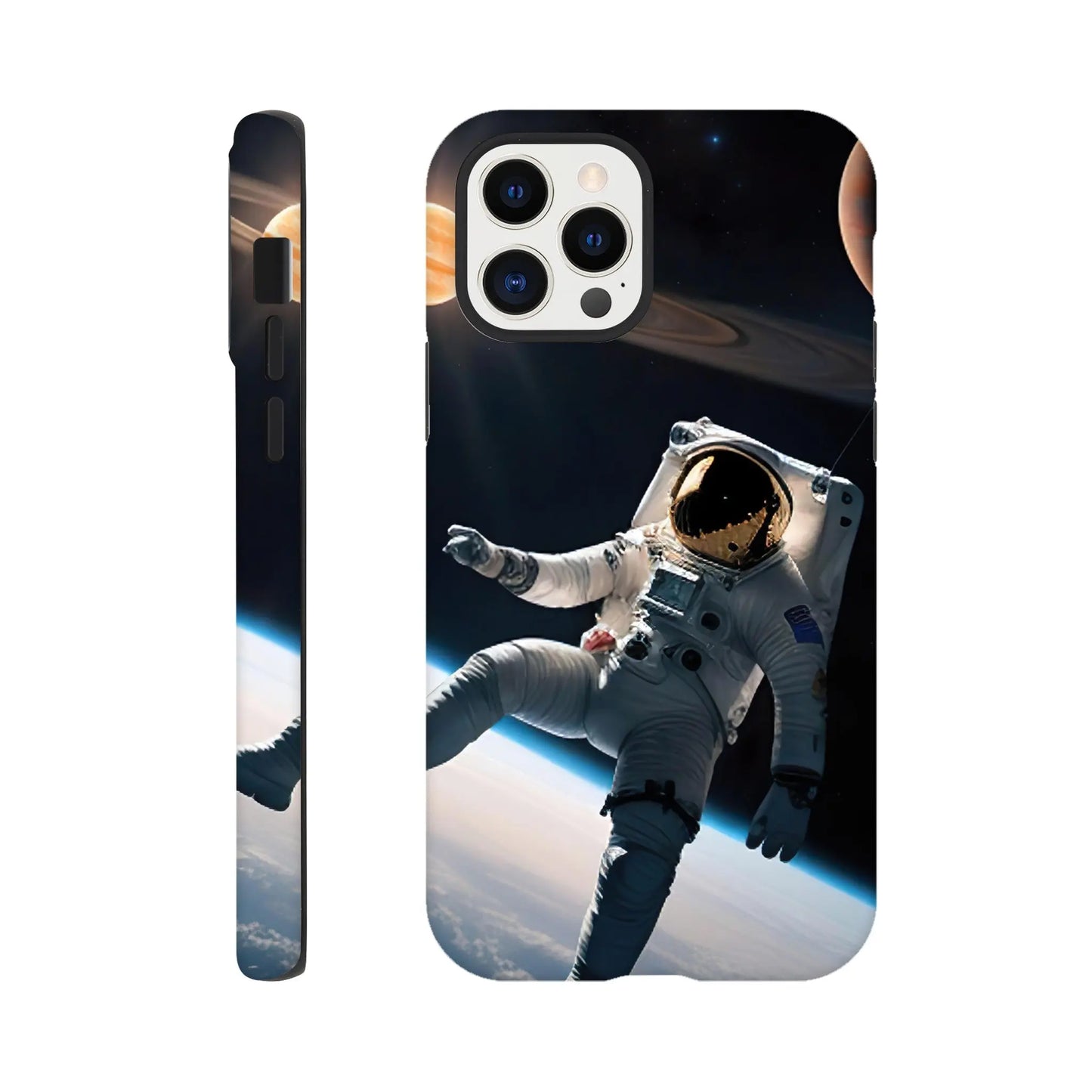 Smartphone-Hülle "Hart" - Astronautenabenteuer - 3D-Stil, KI-Kunst, Sci-Fi, iPhone-12-Pro - RolConArt