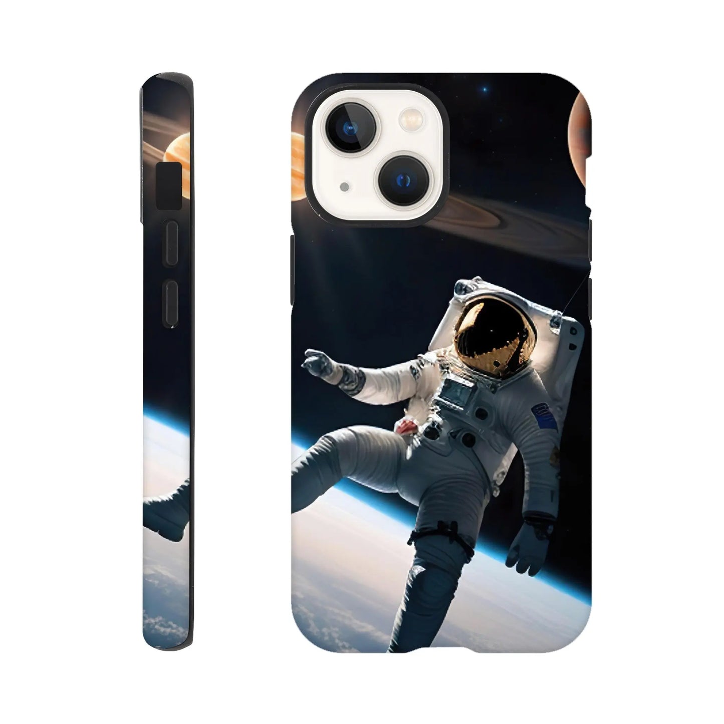 Smartphone-Hülle "Hart" - Astronautenabenteuer - 3D-Stil, KI-Kunst, Sci-Fi, iPhone-13-Mini - RolConArt