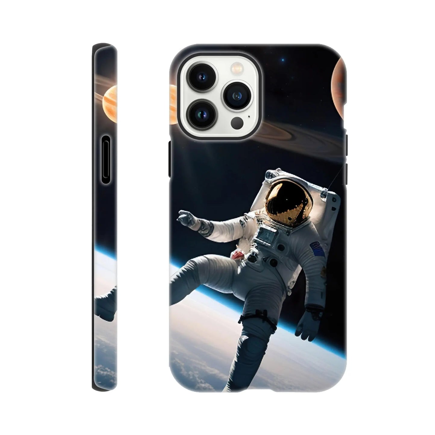 Smartphone-Hülle "Hart" - Astronautenabenteuer - 3D-Stil, KI-Kunst, Sci-Fi, iPhone-13-Pro-Max - RolConArt