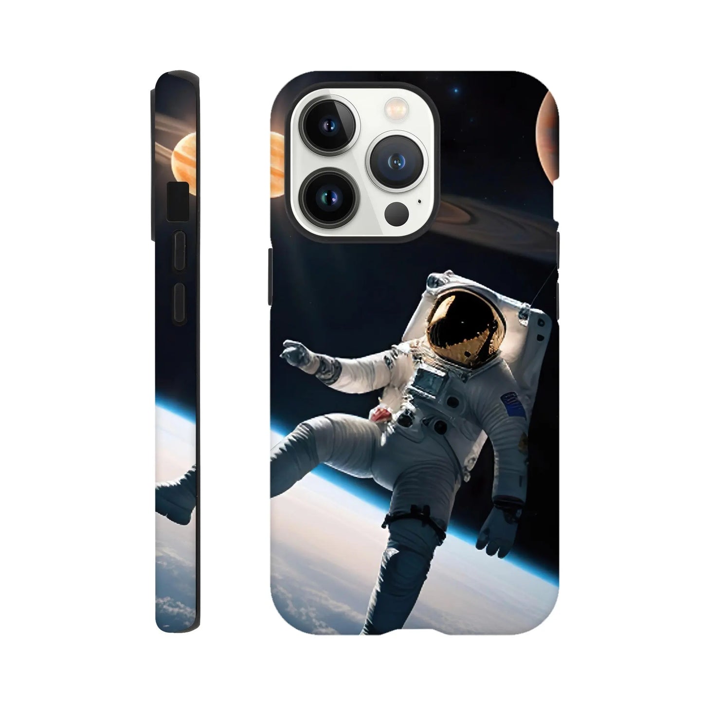 Smartphone-Hülle "Hart" - Astronautenabenteuer - 3D-Stil, KI-Kunst, Sci-Fi, iPhone-13-Pro - RolConArt