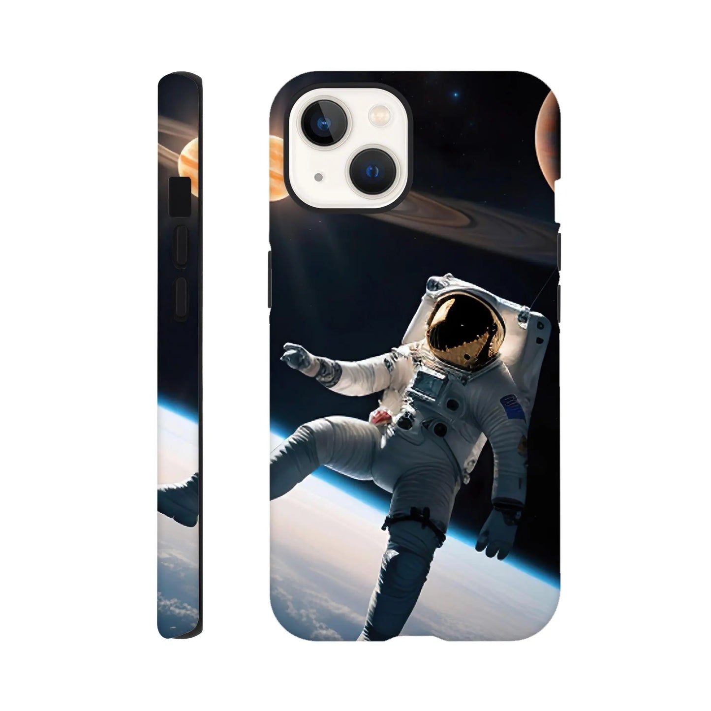 Smartphone-Hülle "Hart" - Astronautenabenteuer - 3D-Stil, KI-Kunst, Sci-Fi, iPhone-13 - RolConArt