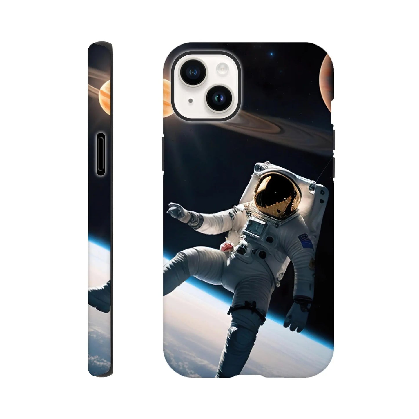 Smartphone-Hülle "Hart" - Astronautenabenteuer - 3D-Stil, KI-Kunst, Sci-Fi, iPhone-14-Plus - RolConArt