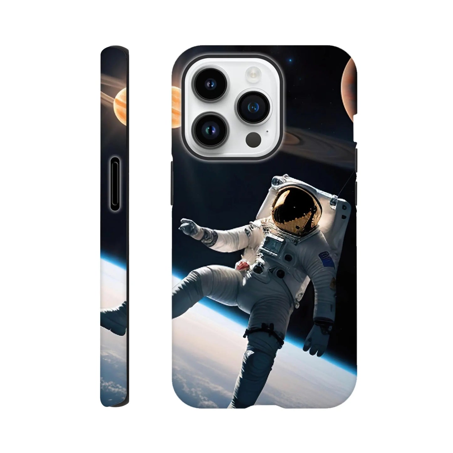 Smartphone-Hülle "Hart" - Astronautenabenteuer - 3D-Stil, KI-Kunst, Sci-Fi, iPhone-14-Pro - RolConArt