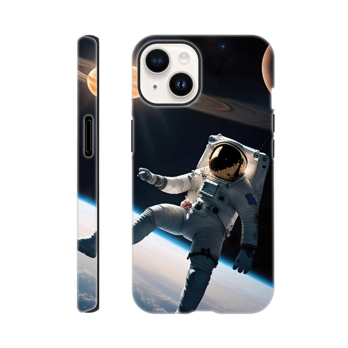 Smartphone-Hülle "Hart" - Astronautenabenteuer - 3D-Stil, KI-Kunst, Sci-Fi, iPhone-14 - RolConArt