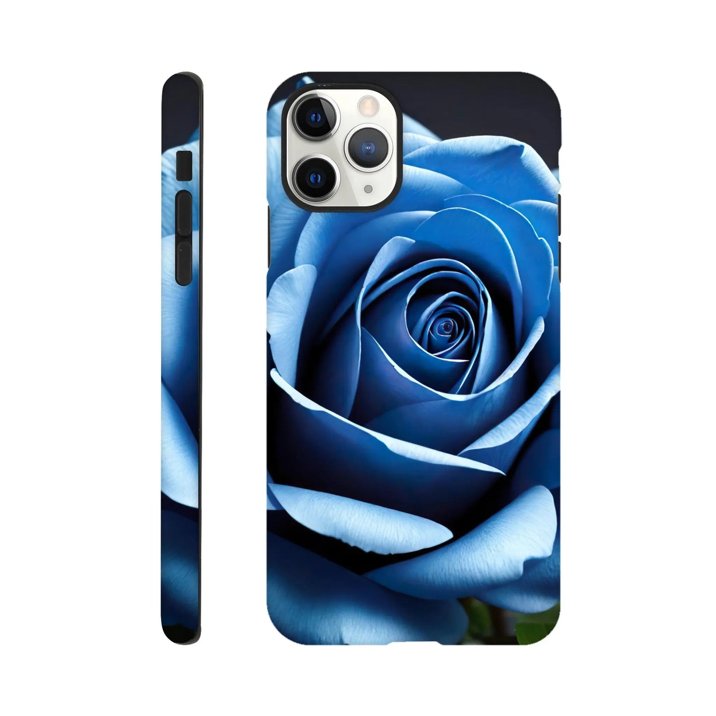 Smartphone-Hülle "Hart" - Blaue Rose - Foto Stil, KI-Kunst, Pflanzen, iPhone-11-Pro-Max - RolConArt