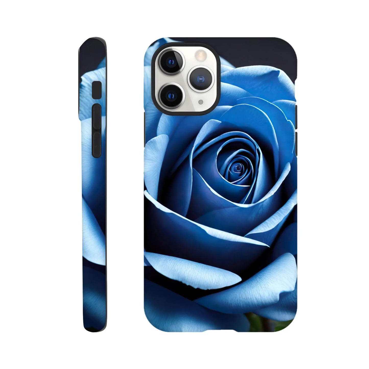 Smartphone-Hülle "Hart" - Blaue Rose - Foto Stil, KI-Kunst, Pflanzen, iPhone-11-Pro - RolConArt