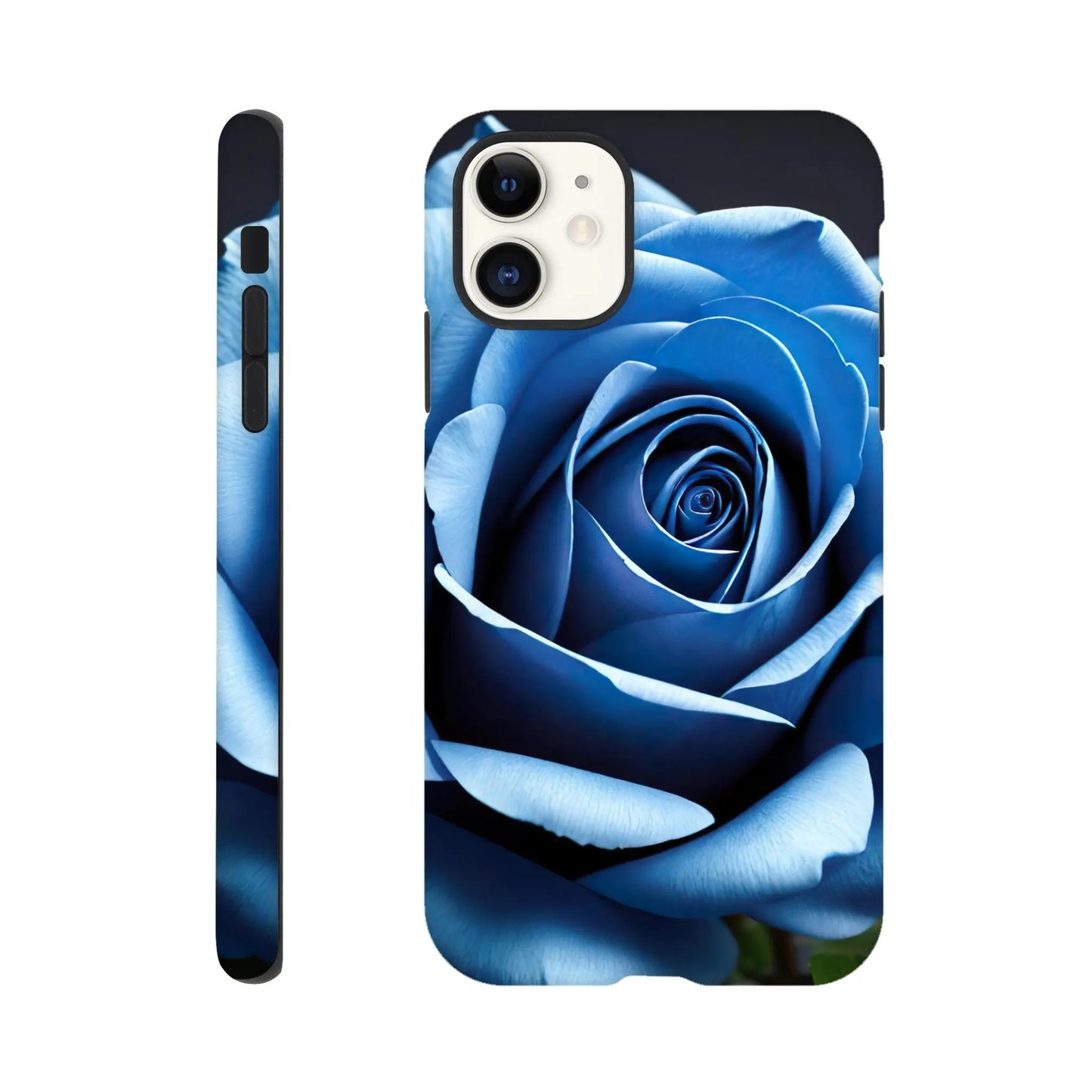 Smartphone-Hülle "Hart" - Blaue Rose - Foto Stil, KI-Kunst, Pflanzen, iPhone-11 - RolConArt