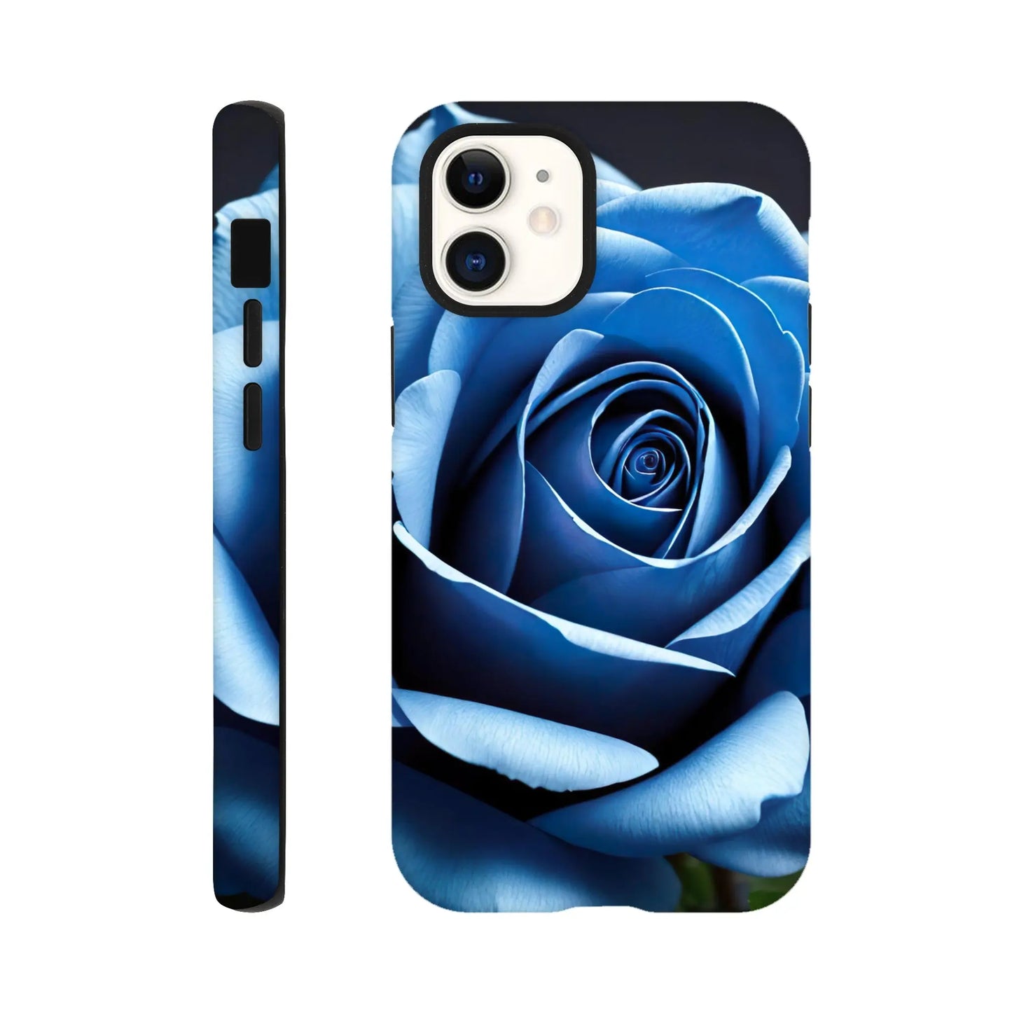 Smartphone-Hülle "Hart" - Blaue Rose - Foto Stil, KI-Kunst, Pflanzen, iPhone-12-Mini - RolConArt