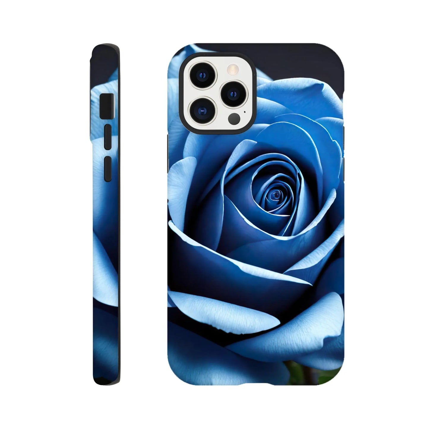 Smartphone-Hülle "Hart" - Blaue Rose - Foto Stil, KI-Kunst, Pflanzen, iPhone-12-Pro - RolConArt